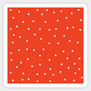 White Polka Dots on Orange Background Sticker